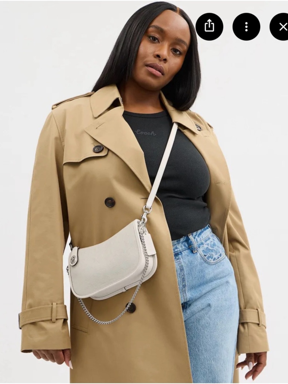 Coach Swinger Bag In Signature Jacquard Crossbody in Chalk White